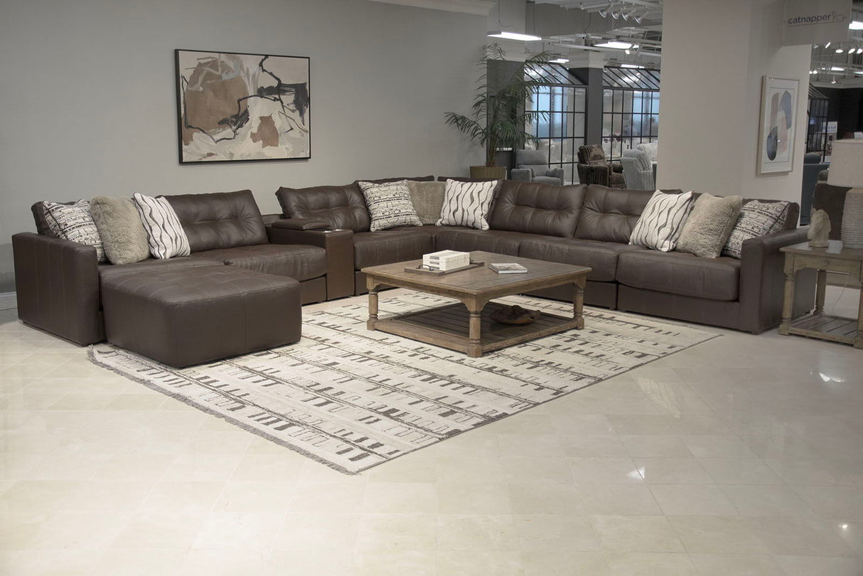 Siena - 9 Piece Modular Sectional With Cuddler Seat Cushions And Included Accent Pillows And Cocktail Ottoman - Chocolate