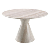 Ogin - Round Dining Table - Marble Print & Natural