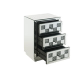 Noralie - Mesa auxiliar - Espejo y diamantes de imitación - Madera - 66 cm