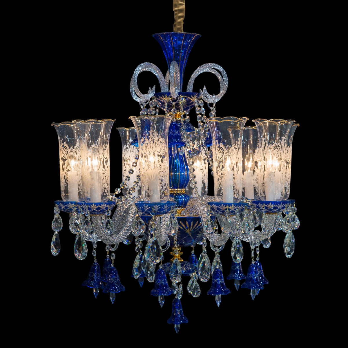 Michael Amini Lighting - Winter Palace 10-Light Traditional Crystal Chandelier - Royal Blue / Silver
