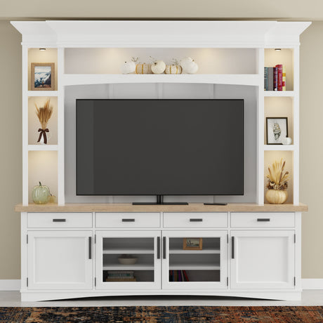 Americana Modern - TV Console with Hutch, Backpanel and LED Lights alternate view 7