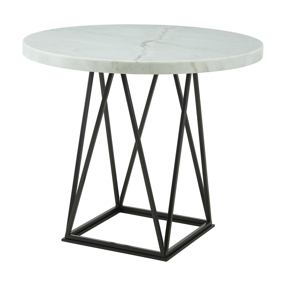 Riko - Mesa de comedor redonda a la altura de la encimera - Blanca