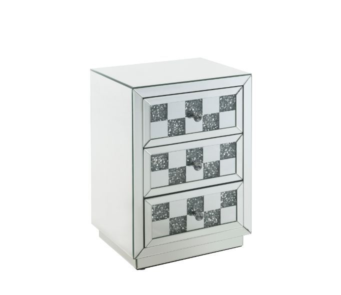 Noralie - Mesa auxiliar - Espejo y diamantes de imitación - Madera - 66 cm