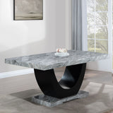 Caralin - Mesa de comedor - Piedra artificial y acabado negro