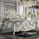 Dresden - Cama tapizada Queen - Acabado blanco hueso