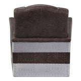 Brancaster - Sillón - Piel de plena flor marrón retro y aluminio - 89 cm