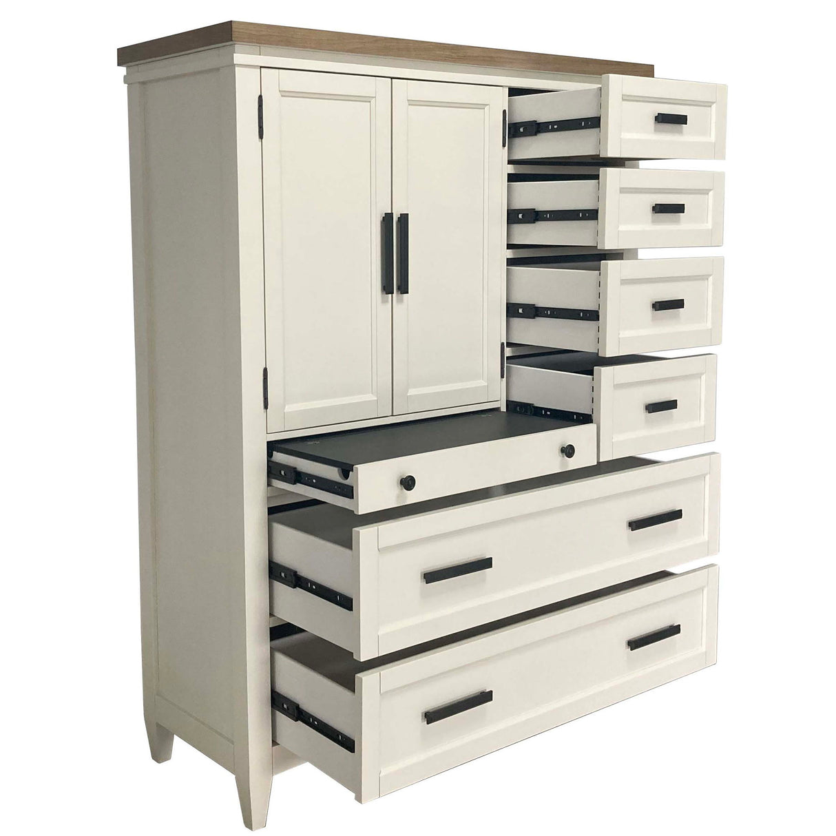 Dormitorio moderno americano - Cómoda con puerta y 7 cajones y estación de trabajo - Algodón