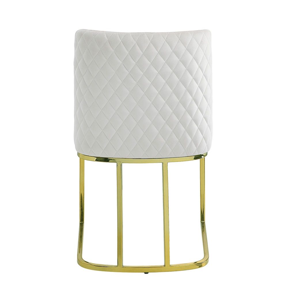 Zazie - Silla Auxiliar (Set de 2) - Terciopelo Blanco y Dorado