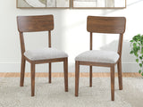 Tameride - Silla Lateral Tapizada de Comedor (Juego de 2) - Marrón