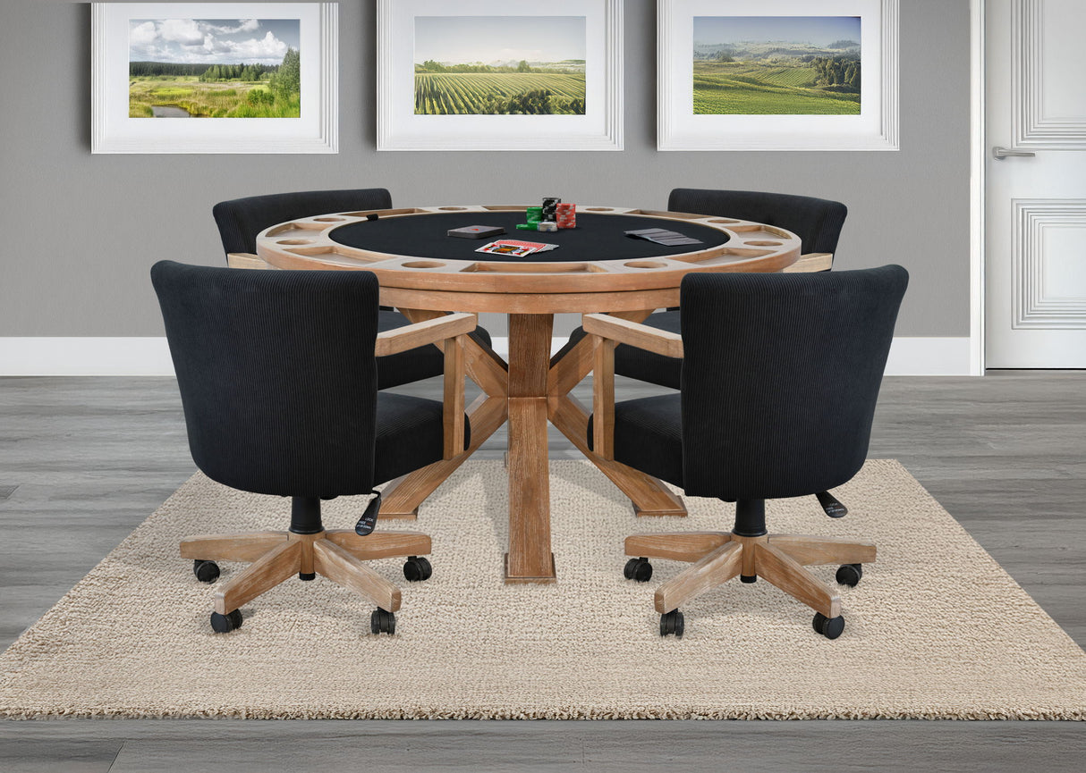 5 Piece Reversible Game And Dining Poker Table Set - Oak Grove