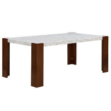 Hettie - Mesa de Comedor con Tablero de Piedra de Ingeniería - Marrón