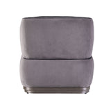 Decapree - Sillón decorativo - Piel genuina color pizarra antigua y terciopelo gris