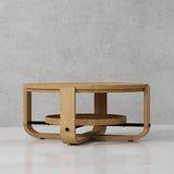 Escape - 3 Piece Occasional Table Set - Glazed Natural Oak / Black Metal Trim