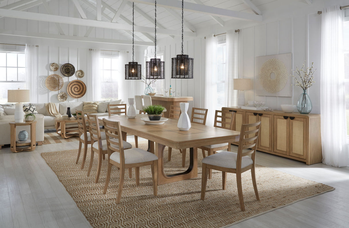 Escape - Console With Reversible Panel Doors - Glazed Natural Oak / Natural Cane