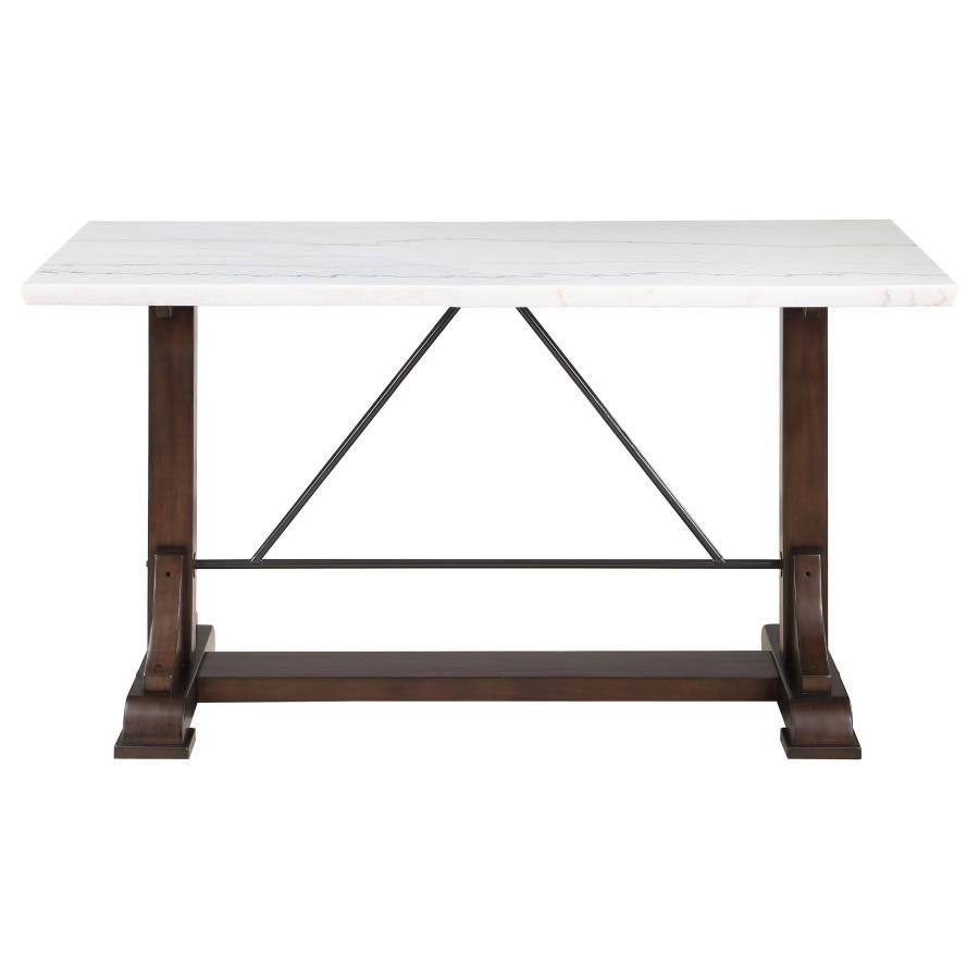 Aldrich - 5 Piece Counter Height Dining Set Genuine - White Marble And Dark Brown