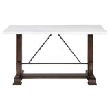 Aldrich - 5 Piece Counter Height Dining Set Genuine - White Marble And Dark Brown