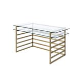 Shona - Escritorio - Oro Antiguo y Vidrio Transparente