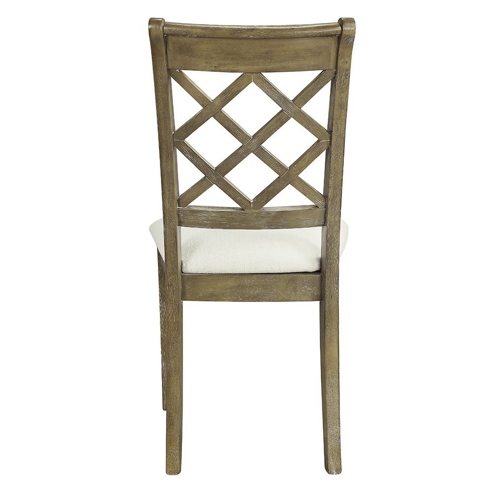 Karsen - Silla lateral (juego de 2) - Lino beige y acabado roble rústico
