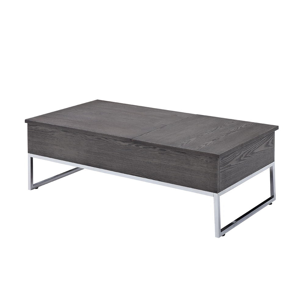 Iban - Mesa de centro - Roble gris y cromo