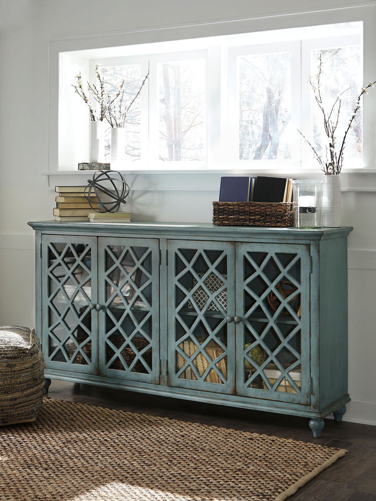Mirimyn - Mueble auxiliar - Acabado vintage - Verde azulado antiguo