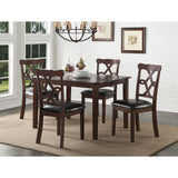 Ingeborg - 5 Piece Dining Set - Black Synthetic Leather & Espresso