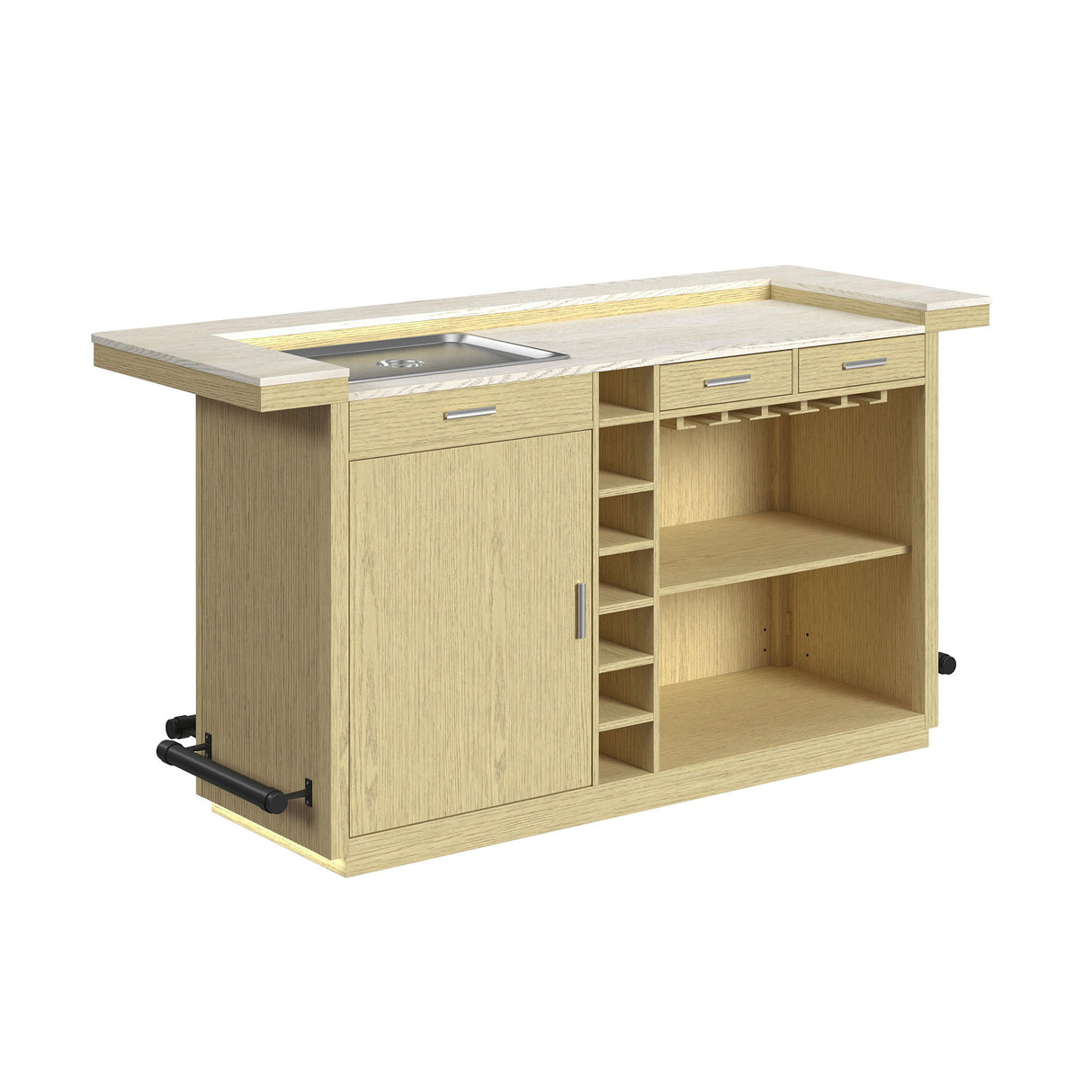 Cambrie - Mesa de bar con LED - Blanco roto y natural