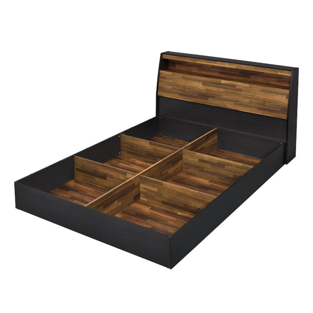 Eos - Queen Bed With Storage - Walnut & Black