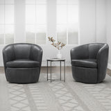 Barolo - 100% Italian Leather Swivel Club Chair (Set of 2)