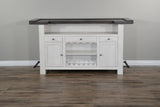 78" Farmhouse Wood Home 3 Piece Bar Set - Cottage White / Europen Dark