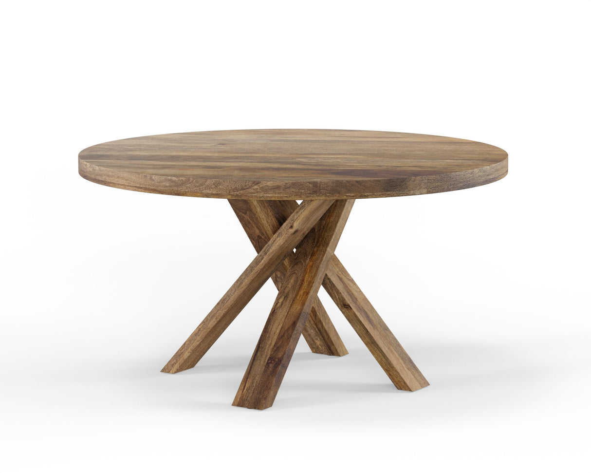 Crossings - Round Dining Table With 4 Upholstered Chairs - Dark Brown & Gray