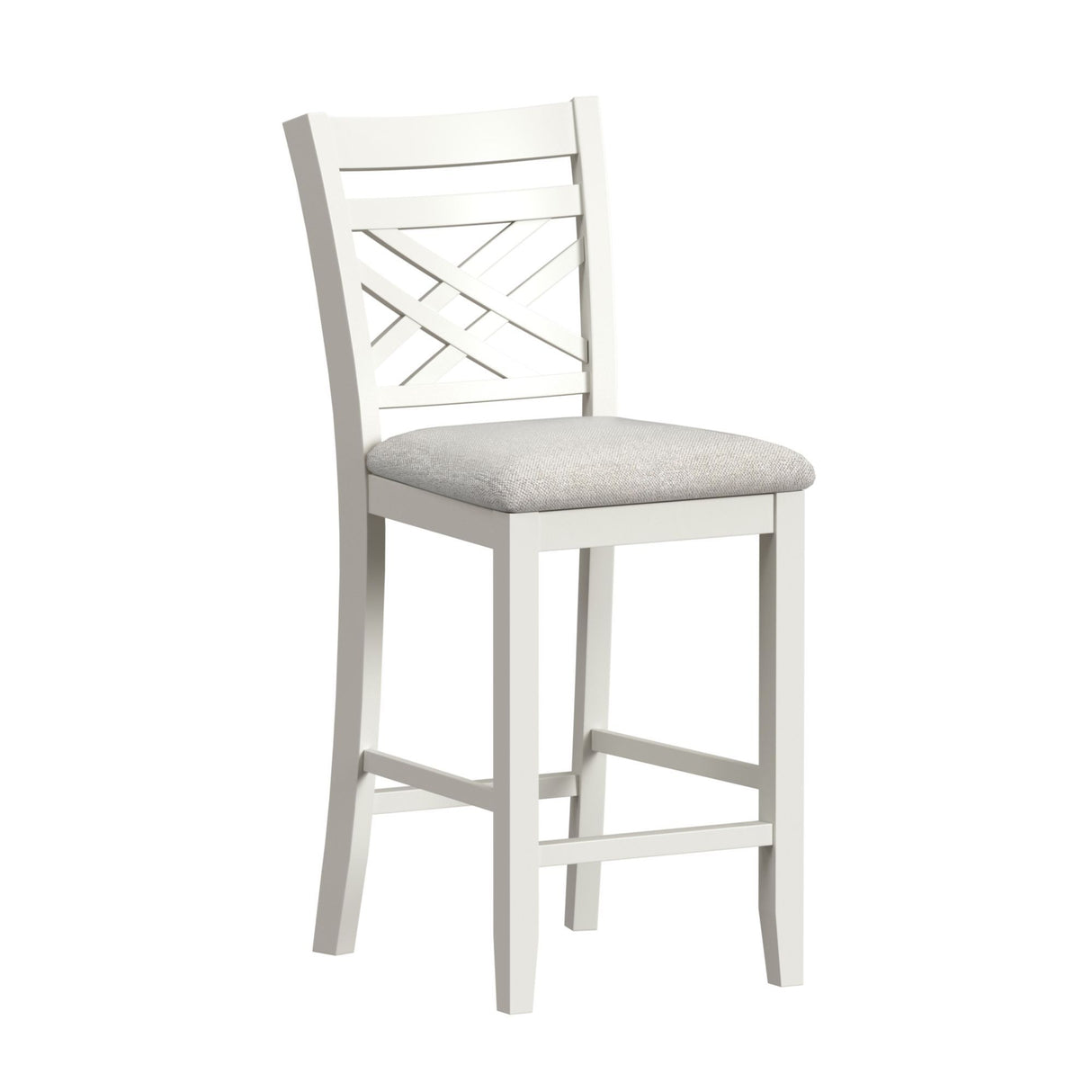 Brooks - Juego de mostrador de 5 piezas con mesa y 4 sillas con asiento tapizado y respaldo de madera - Marrón medio y blanco