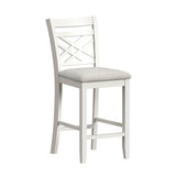 Brooks - Juego de mostrador de 5 piezas con mesa y 4 sillas con asiento tapizado y respaldo de madera - Marrón medio y blanco
