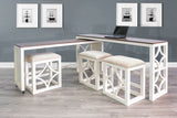 Pasadena - Nesting Console Table With Stools (5 Piece Set) - Buckskin / Marble White