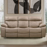 Sofá reclinable manual Theon con mesa abatible - Stokes Toffee