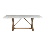 Lakeview - Mesa de comedor rectangular de altura estándar de mármol - Blanca