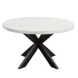 Xena - Marble Top Round Table - White / Black