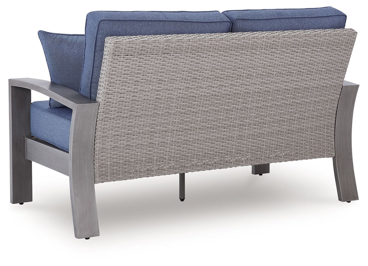 Half Moon Beach - Loveseat With Cushion - Blue / Gray