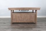 Rustic Counter-Height Extension Dining Table With Barn Door Storage - Amber