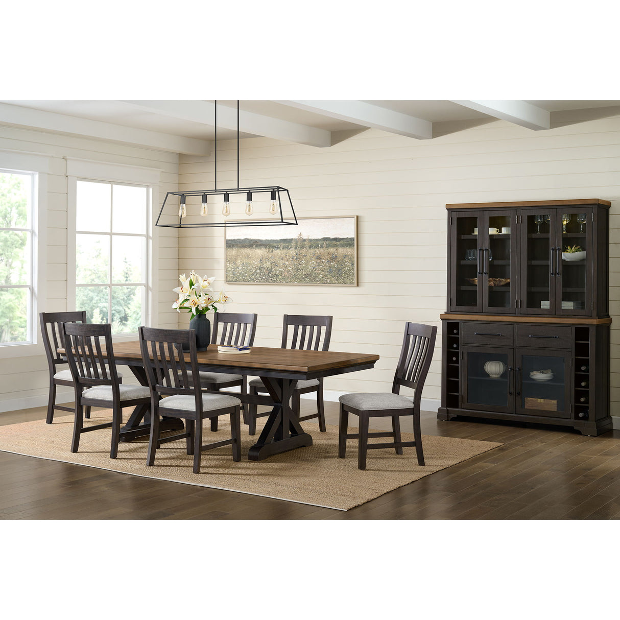 Montrose - Server And Hutch With LED Light - Espresso And Brown