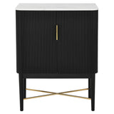 Vida Black - Marble Top Wine Cabinet - White / Black