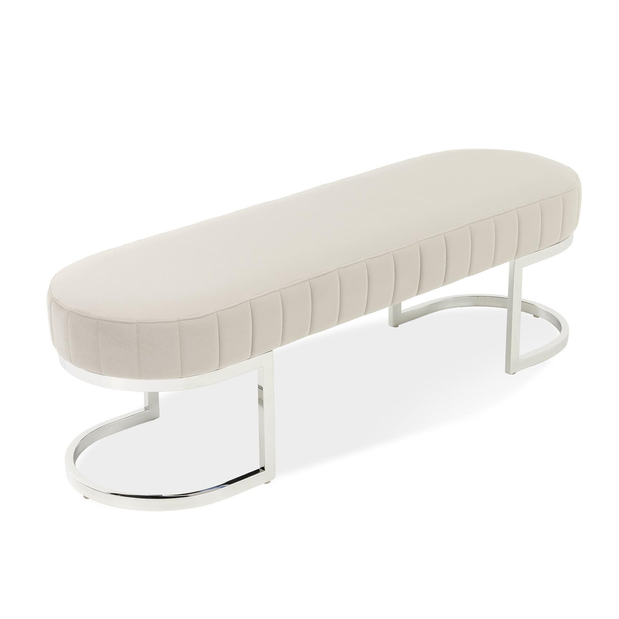 Signature Beds & Benches - Banco de terciopelo orquídea - Gris / Cromo