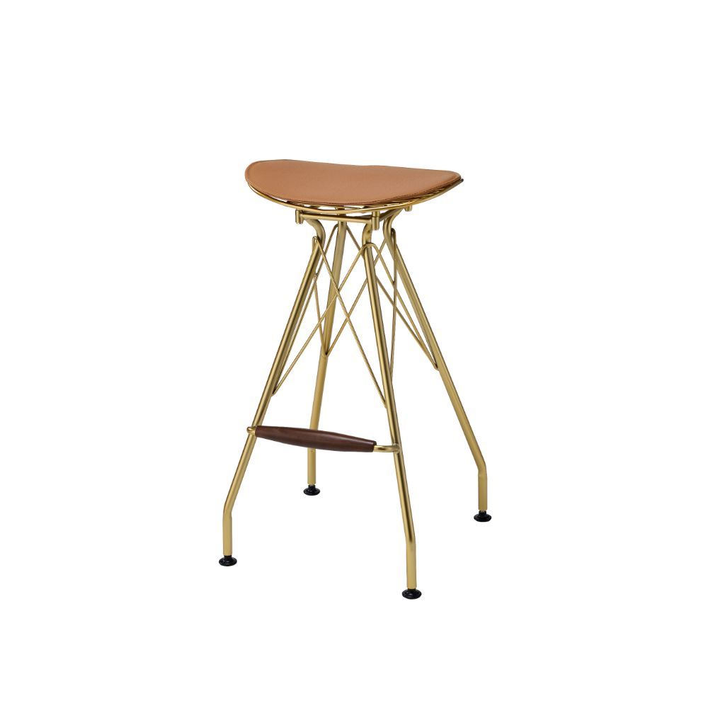 Dragea - Taburete de bar (Set de 2) - Poliuretano color whisky y oro