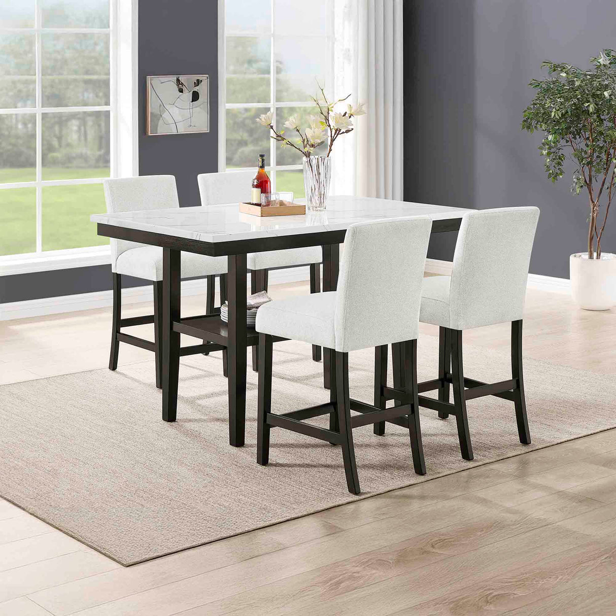 Carissa - Juego de comedor de barra rectangular