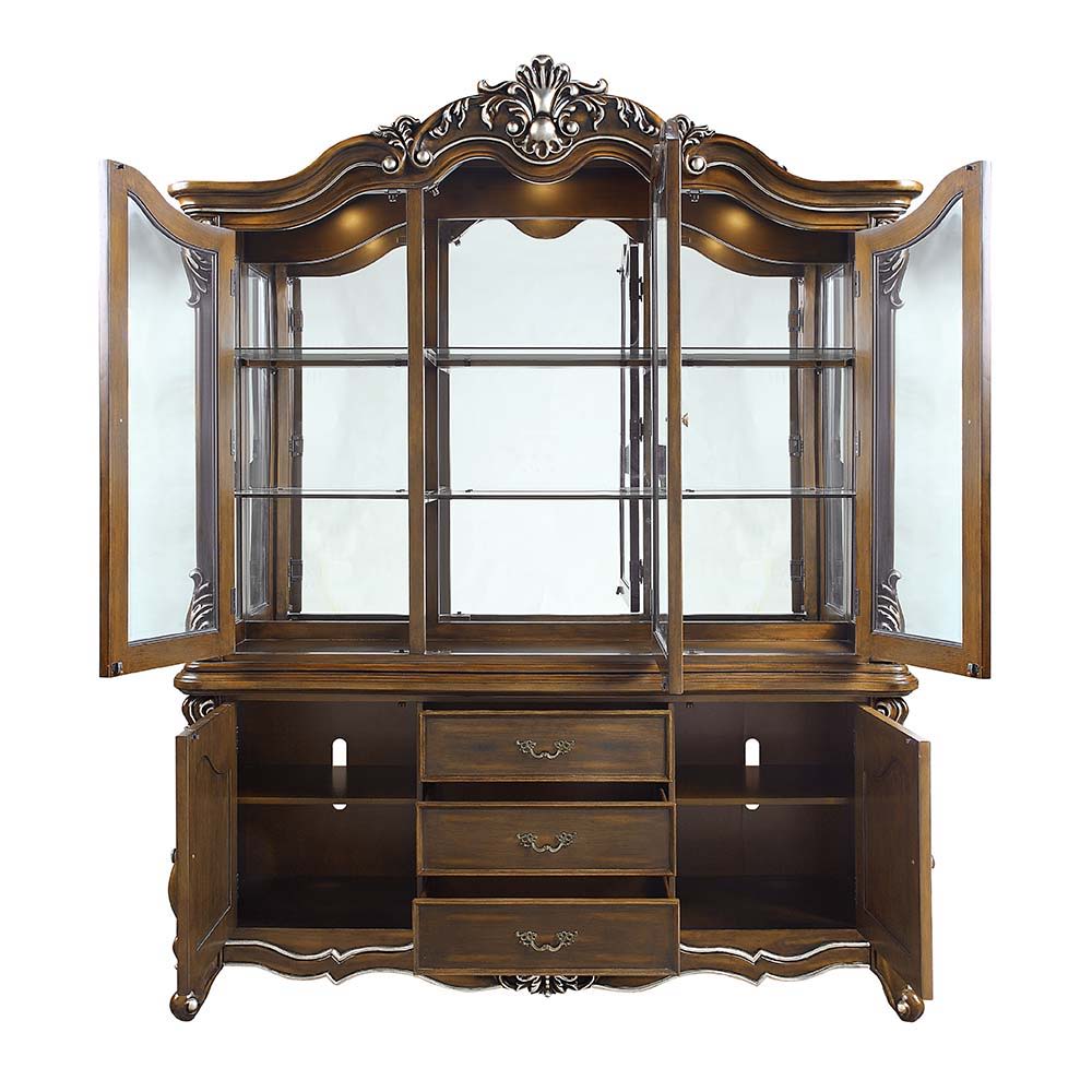 Latisha - Mueble de Cocina con Vitrina - Acabado Roble Antiguo