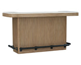 Escape - 78" Dining Bar With 2 Upholstered Swivel Barstools - Glazed Natural Oak
