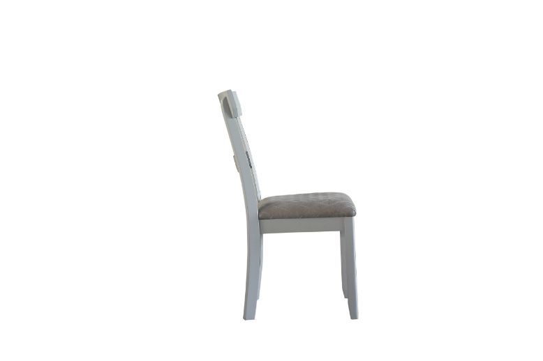 Casa - Silla lateral Marchese (juego de 2) - Tela gris de dos tonos y acabado gris perla