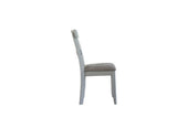 Casa - Silla lateral Marchese (juego de 2) - Tela gris de dos tonos y acabado gris perla