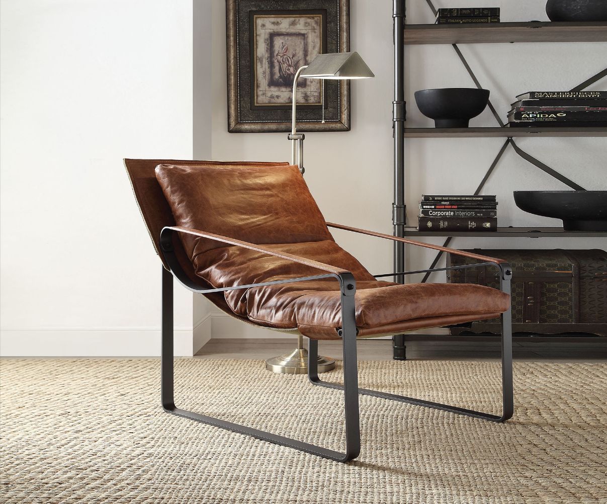 Quoba - Sillón decorativo - Piel de grano superior color cacao