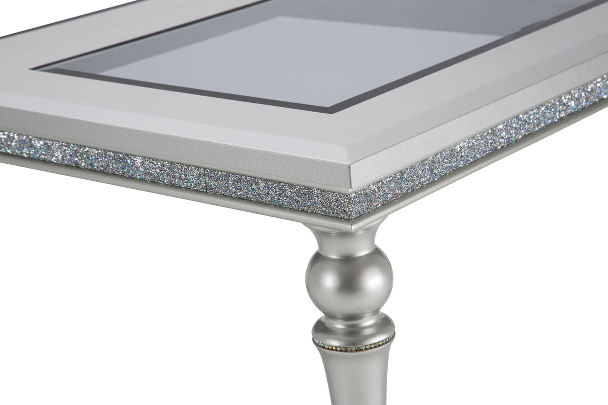 Melrose Plaza - Upholstered Dining Table With Glass Insert - Dove