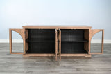 Elena - Modern Wood Display Cabinet With Arched Glass Doors - Umbra / Oak Grove